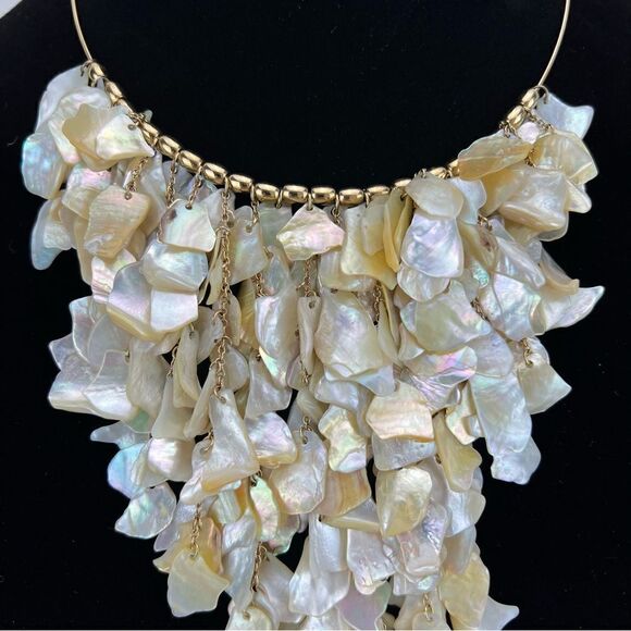 Signed Kiam Family / Lia sophia  Shell Dangle Bib Chain Bead Statement Necklace - Picture 2 of 10